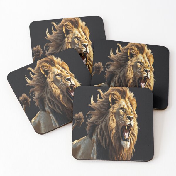 Item preview, Lifestyle Hub: 24K Gold Foil Lion Roaring - Majestic Wildlife Art designed and sold by M&M Lifestyle Hub.