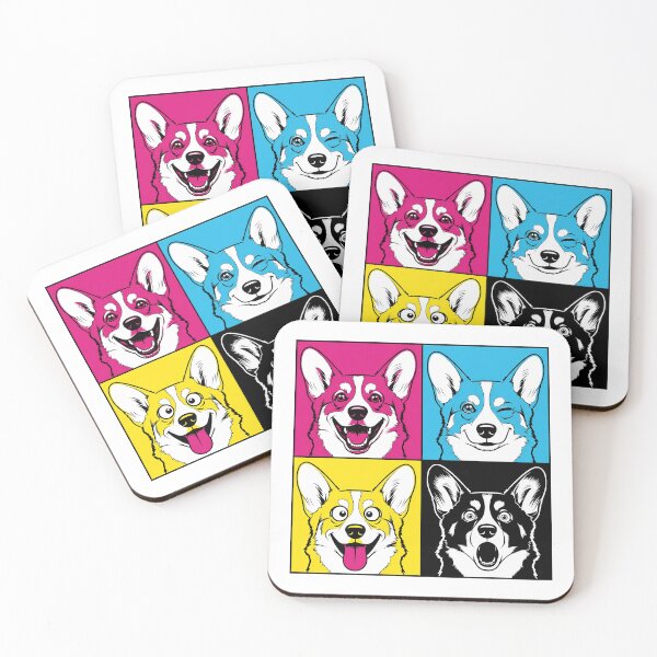 Item preview, Pop Art Panel Corgi — Four-Panel Comic Grid with Expressive Dog Faces in Bold Colors  designed and sold by zoughlal.