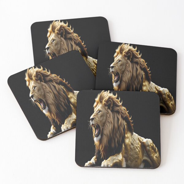 Item preview, Lifestyle Hub: 24K Gold Foil Lion Roaring - Majestic Wildlife Art designed and sold by M&M Lifestyle Hub.