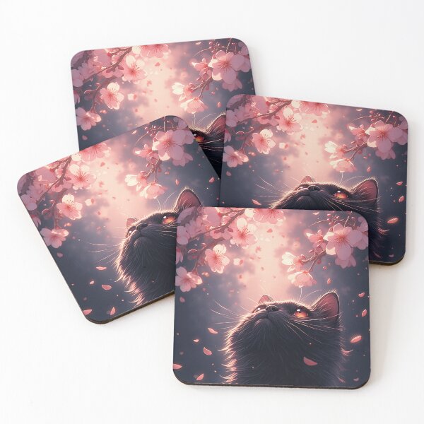Item preview, Moonlit Cat Under Sakura Blossoms designed and sold by Nordo Studio.