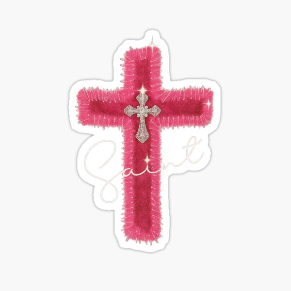 Artikel-Vorschau von Saint Pink Glitzer Fuzzy Kreuz Design, designt und verkauft von BrunchPunk.