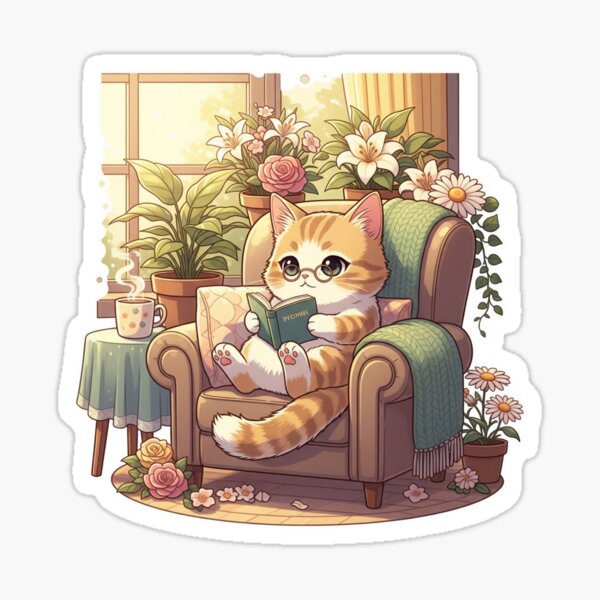 A Purrfect Read Sticker