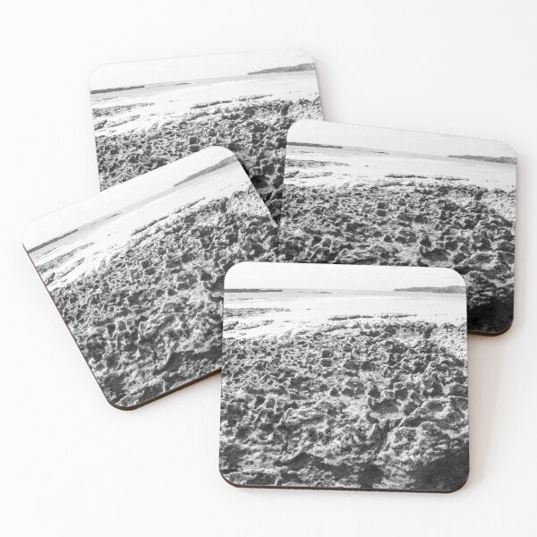 Item preview, black and white photograph of endless corals on a deserted beach 3 designed and sold by felipequeiroz.