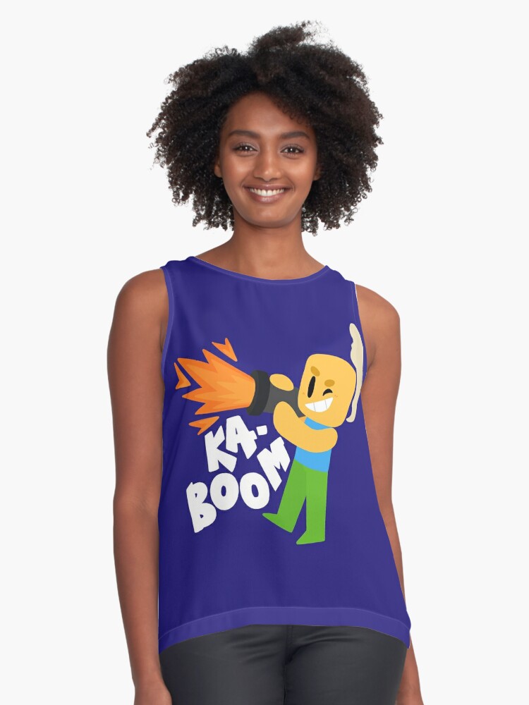 Kaboom Roblox Inspired Animated Blocky Character Noob T Shirt Sleeveless Top By Smoothnoob Redbubble - roblox purple party afro
