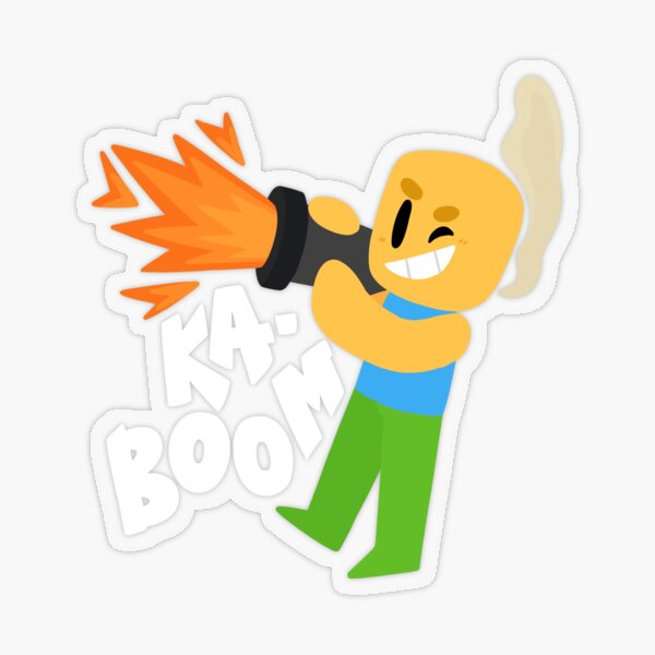 Kaboom Roblox Inspired Animated Blocky Character Noob T Shirt Sticker By Smoothnoob Redbubble - noob de roblox dibujo