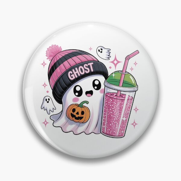 Item preview, Adorable ghost with a slurpee and a pumpkin designed and sold by JonysCreativeDesigns.