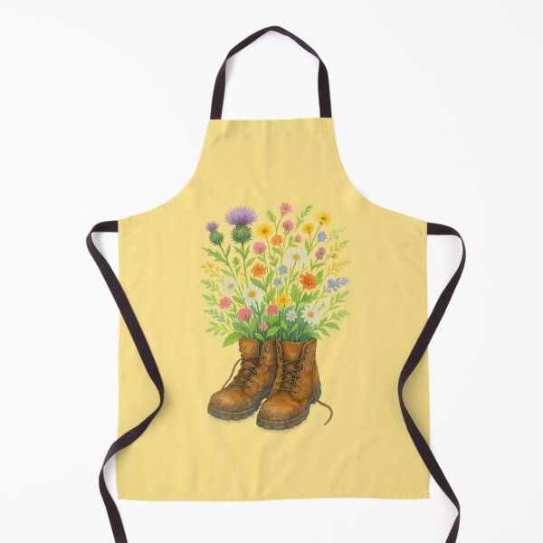 Item preview, Rustic Boots with Wildflowers – Vintage Botanical Watercolor designed and sold by SeGoArtDesign.