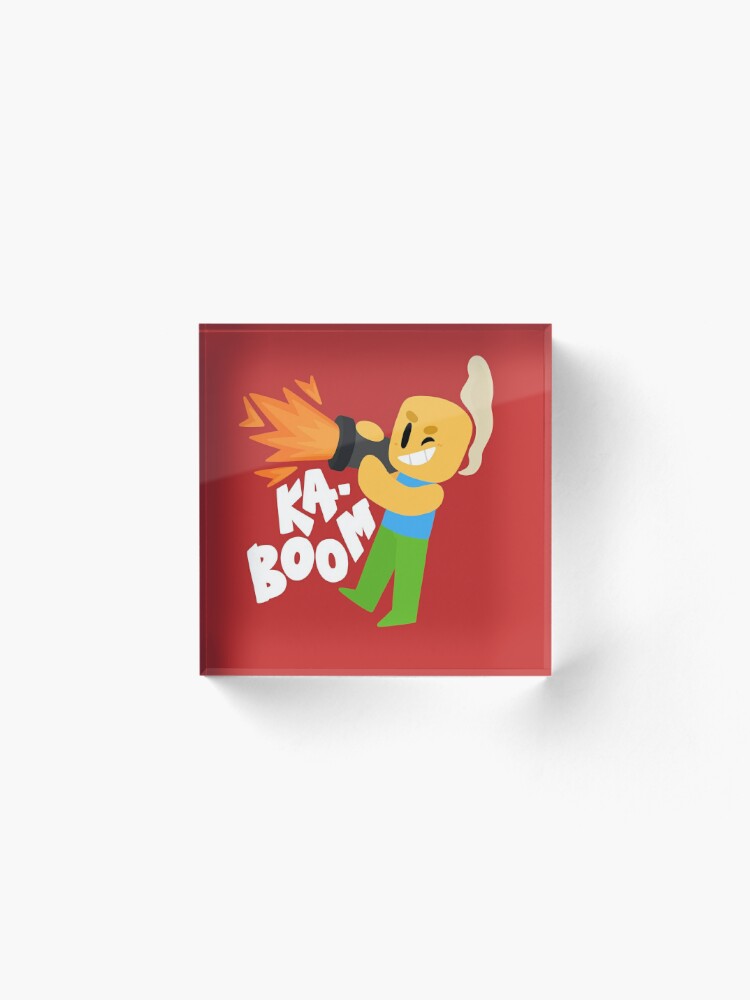 Kaboom Roblox Inspired Animated Blocky Character Noob T Shirt Acrylic Block By Smoothnoob Redbubble - roblox character roblox noob t shirt