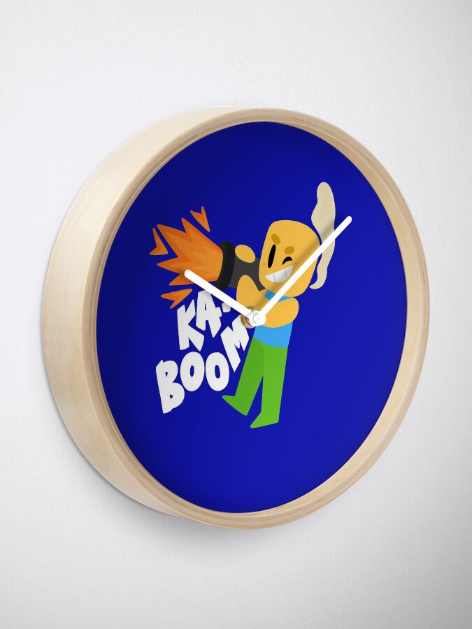Kaboom Roblox Inspired Animated Blocky Character Noob T Shirt Clock By Smoothnoob Redbubble - cute blocky roblox avatars 2021