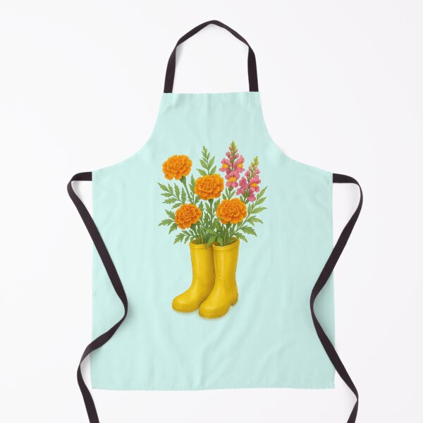 Item preview, Yellow Rain Boots with Marigolds – Whimsical Botanical Watercolor designed and sold by SeGoArtDesign.