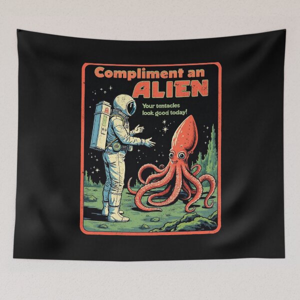 Item preview, Compliment an Alien - Retro Sci-Fi Humorous Design designed and sold by Vintagenaut Co..