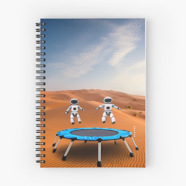 Item preview, Playful Baby Robots Bouncing on a Mini Trampoline in the Sahara Desert designed and sold by mrpropcake.