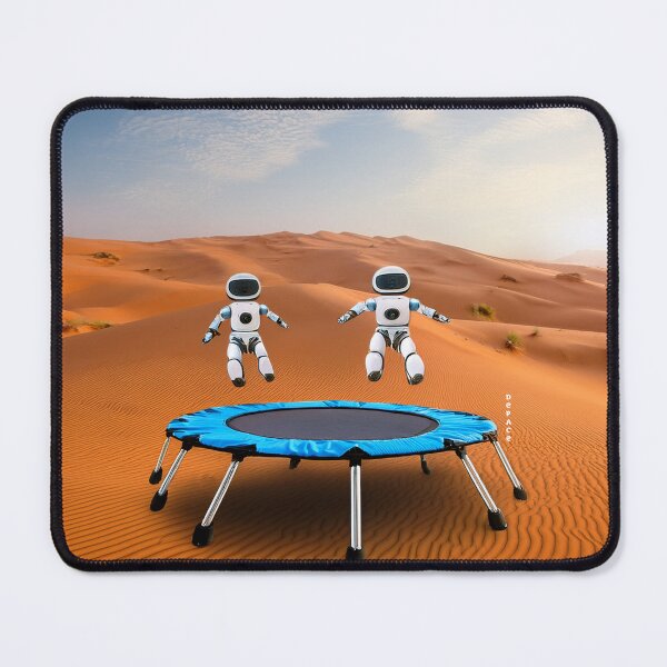 Item preview, Playful Baby Robots Bouncing on a Mini Trampoline in the Sahara Desert designed and sold by mrpropcake.