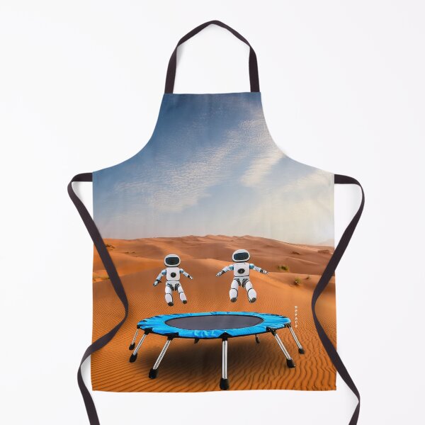 Item preview, Playful Baby Robots Bouncing on a Mini Trampoline in the Sahara Desert designed and sold by mrpropcake.