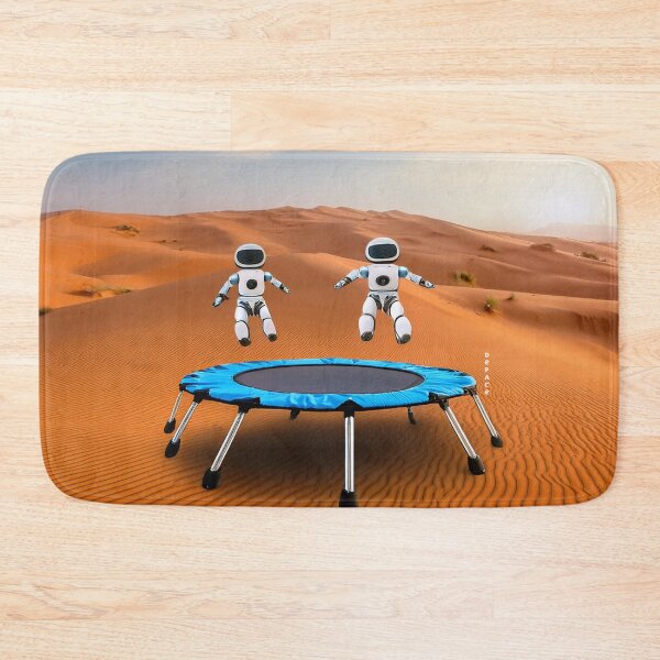 Item preview, Playful Baby Robots Bouncing on a Mini Trampoline in the Sahara Desert designed and sold by mrpropcake.