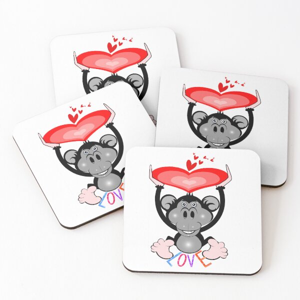 Item preview, Happy Monkey holding heart  designed and sold by Shirley cute art .