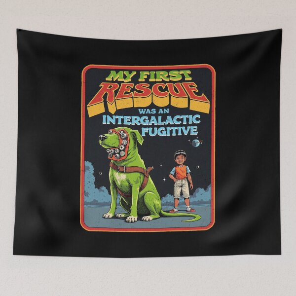 Item preview, My First Rescue Was an Intergalactic Fugitive - Retro Sci-Fi Dog Design designed and sold by Vintagenaut Co..
