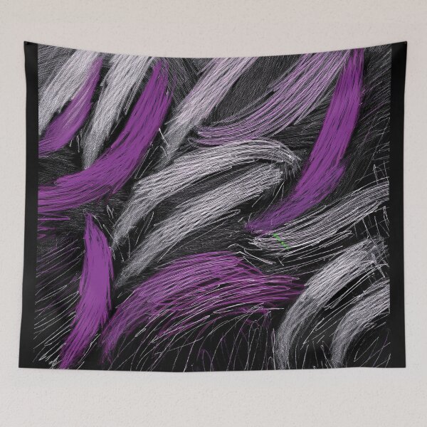 Item preview, Silver Charcoal and Purple Pencil Scribble Pattern on Deep Black Background designed and sold by mrpropcake.