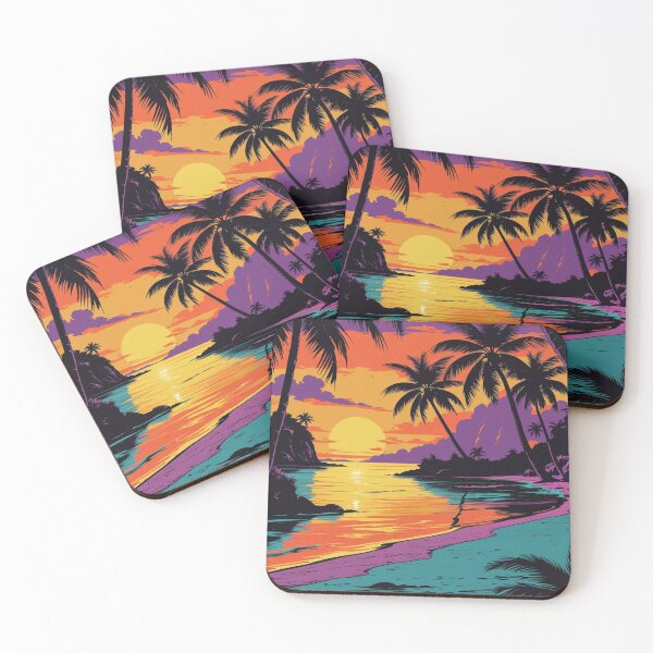 Item preview, Vibrant Retro Beach Sunset with Neon Palm Trees designed and sold by Uniquely Yours.