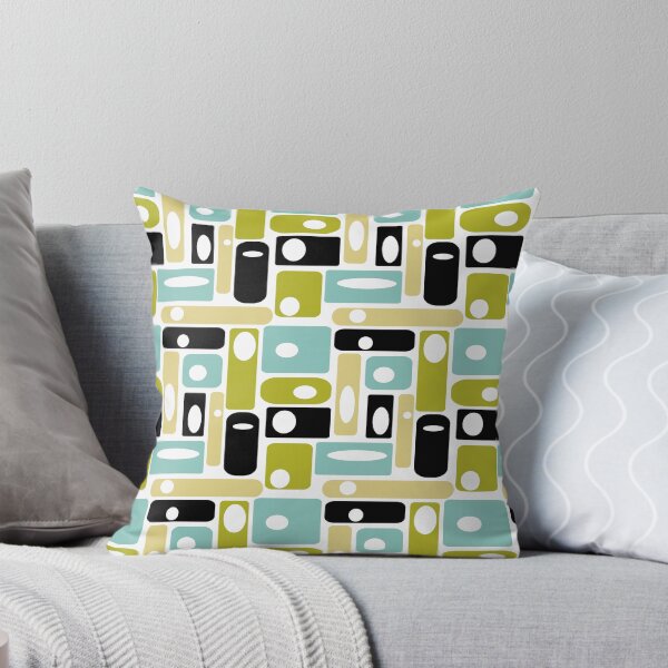 Aperçu de l'œuvre Motif de rectangles bleu aqua vert jaune du milieu du siècle créée et vendue par Orchard Berry.