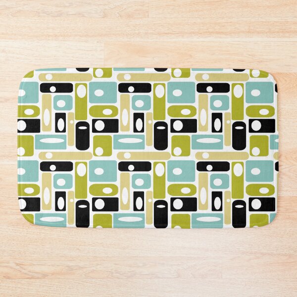 Item preview, Aqua Blue Green Yellow Rectangles Mid Century Pattern designed and sold by Orchard Berry.