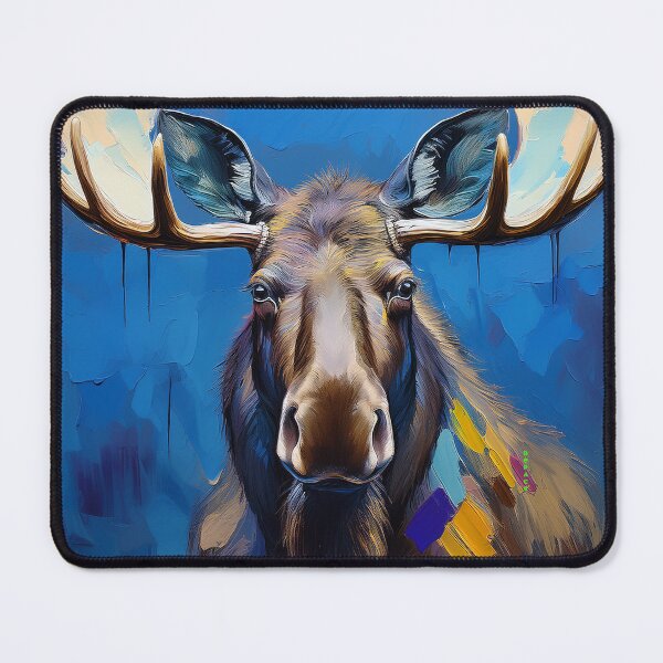 Item preview, Moose Portrait with Broad Oil Paint Strokes in Muted Natural Tones designed and sold by mrpropcake.