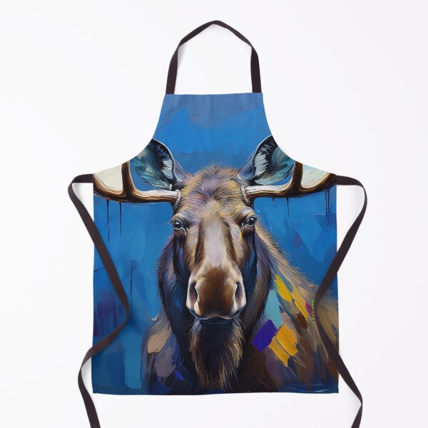 Item preview, Moose Portrait with Broad Oil Paint Strokes in Muted Natural Tones designed and sold by mrpropcake.