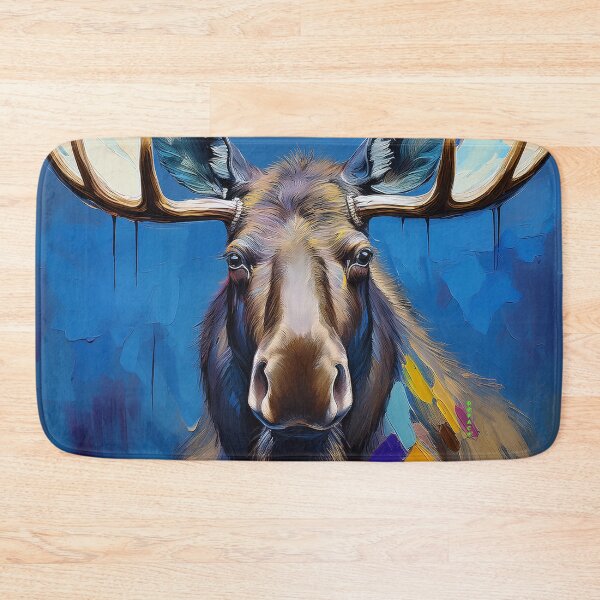 Item preview, Moose Portrait with Broad Oil Paint Strokes in Muted Natural Tones designed and sold by mrpropcake.