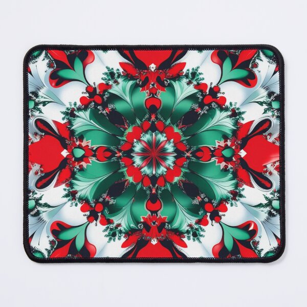 Item preview, Holiday Frost – Mandala fractal navideño en rojo, verde y blanco designed and sold by Harmonic_Layers.