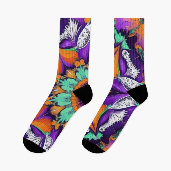 Item preview, Gothic Bloom – Halloween Fractal Mandala in Purple, Orange, Mint & Black designed and sold by Harmonic_Layers.