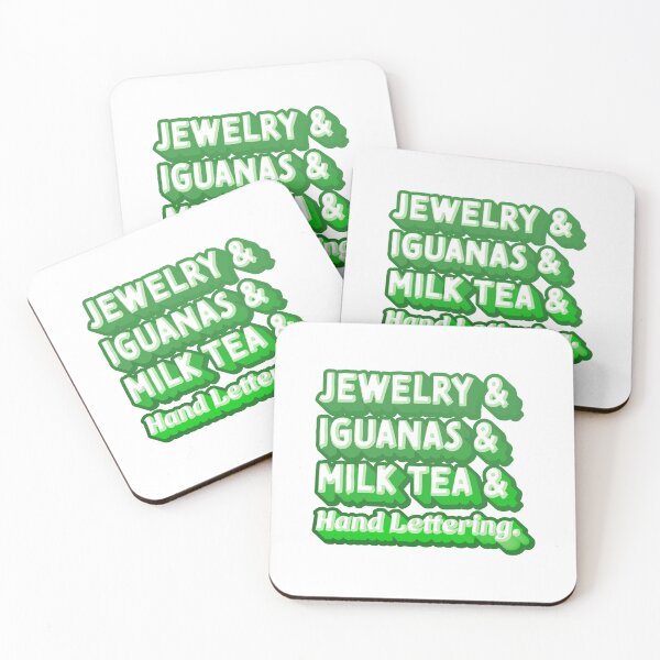 Item preview, Jewelry & Iguanas & Milk Tea & Hand Lettering designed and sold by jazzydevil.