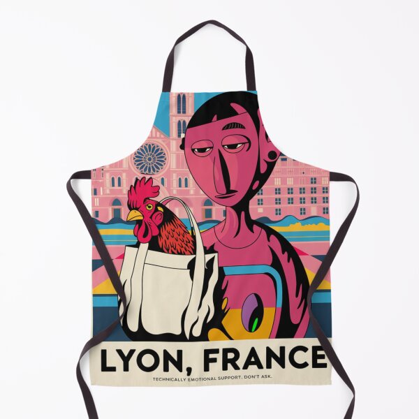 Item preview, Lyon, France Travel Poster –Quirky French Character with Rooster Art designed and sold by LeQuirks.
