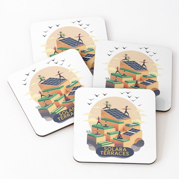 Item preview, Solara Terraces – Rooftop Farming & Sunset Yoga | Eco Cityscape Vector Art designed and sold by LoliDesignShop.