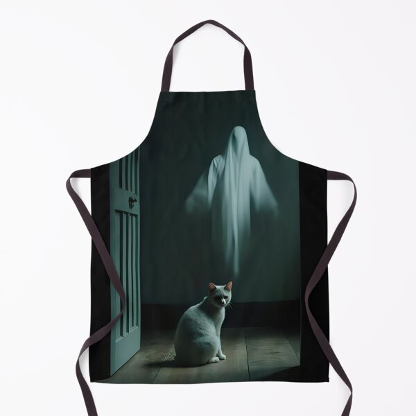 Item preview, White Cat sitting with a ghost keeping him company. designed and sold by Extintos.