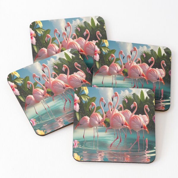 Item preview, Synchronized Flamingo Ballet in Turquoise Paradise designed and sold by Max Store.