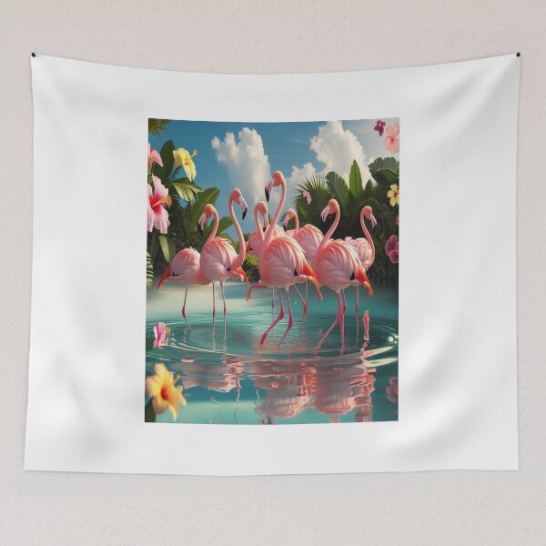 Item preview, Synchronized Flamingo Ballet in Turquoise Paradise designed and sold by Max Store.