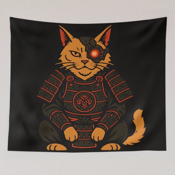 Item preview, Cyber Samurai Cat with Armor designed and sold by SassyArtistry.