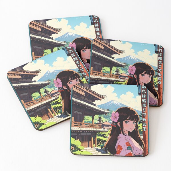 Item preview, Retro Anime Girl from Kyoto Japan Vintage Travel Romantic Quote designed and sold by Kawaii-Sky.