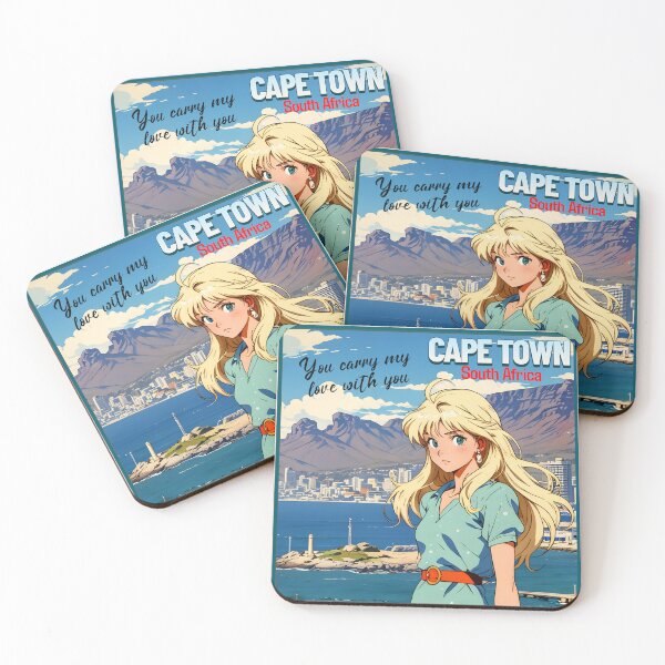 Item preview, Retro Anime Girl from Cape Town South Africa Vintage Travel Romantic Quote designed and sold by Kawaii-Sky.