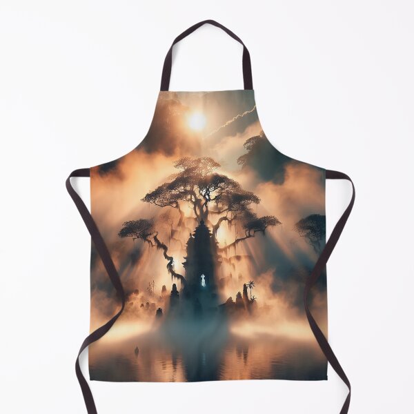 Item preview, Mystical sunrise over a misty temple lake designed and sold by The Cosmic Nexus.