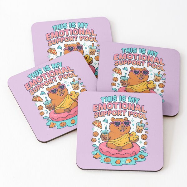 Item preview, Capybara in Floaty With Iced Coffee Emotional Support Pool designed and sold by AnotherFemaleHuman.
