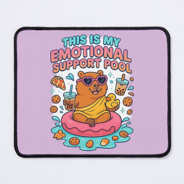 Item preview, Capybara in Floaty With Iced Coffee Emotional Support Pool designed and sold by AnotherFemaleHuman.