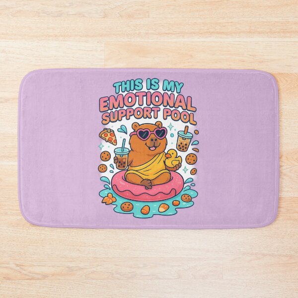 Item preview, Capybara in Floaty With Iced Coffee Emotional Support Pool designed and sold by AnotherFemaleHuman.