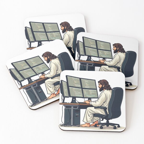 Item preview, Coder Jesus | Funny Christian Tech Shirt for Programmers and Faithful Developers designed and sold by PaintedPixels01.