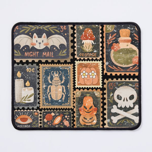 Item preview, Vintage Halloween Postage Stamp Collage with Spooky Retro Illustrations designed and sold by Arts My Passion.