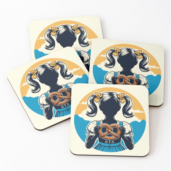 Item preview, Silhouette of Oktoberfest Pretzel Eating Girls designed and sold by Ghost on Toast.
