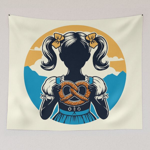 Item preview, Silhouette of Oktoberfest Pretzel Eating Girls designed and sold by Ghost on Toast.