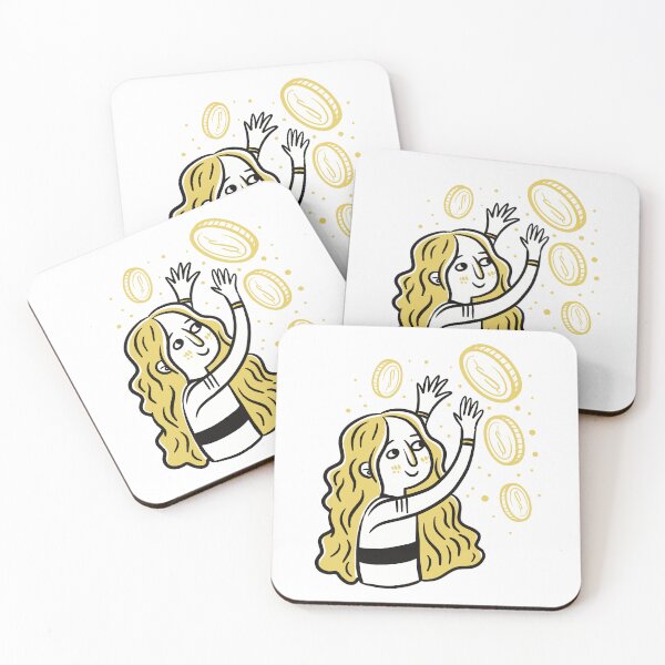 Item preview, Girl chasing gold coins designed and sold by jasmineberry.