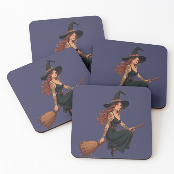 Item preview, Tatted Witch Sat Astride A Besom Vector Art designed and sold by taiche.