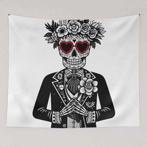 Item preview, Sophisticated Catrina Art Print – Mexican Day of the Dead in Black & White designed and sold by  Ojo de Lilith.